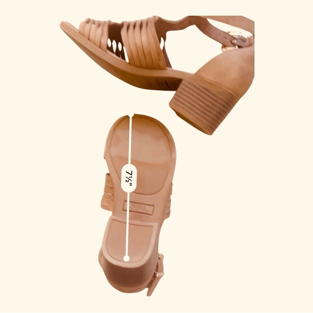 Vince Camuto brown leather little girl sandals sz.1 block heel twisted upper - Picture 8 of 13